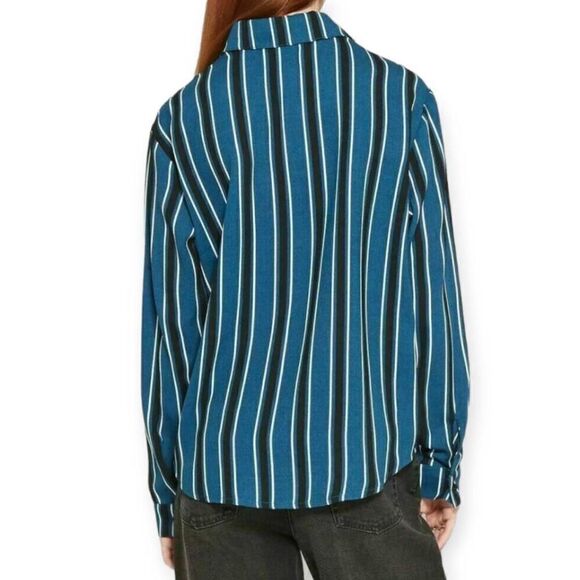 WILD FABLE BLUE/TEAL STRIPE BUTTON DOWN BLOUSE SZ.S EUC. - Picture 2 of 7